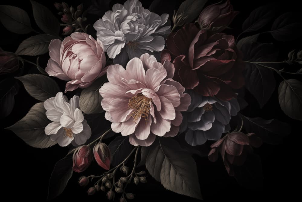 Dark Romantic Blooms by Andrea Haase — canvas wall art