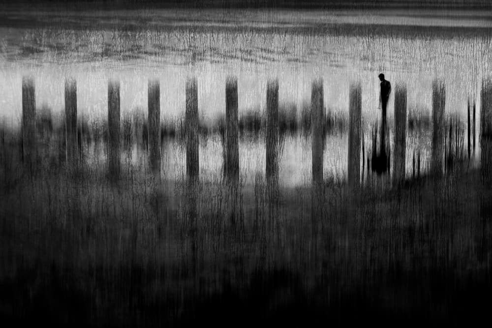 Lone Man Misty Landscape by Ekkachai Khemkum — canvas wall art