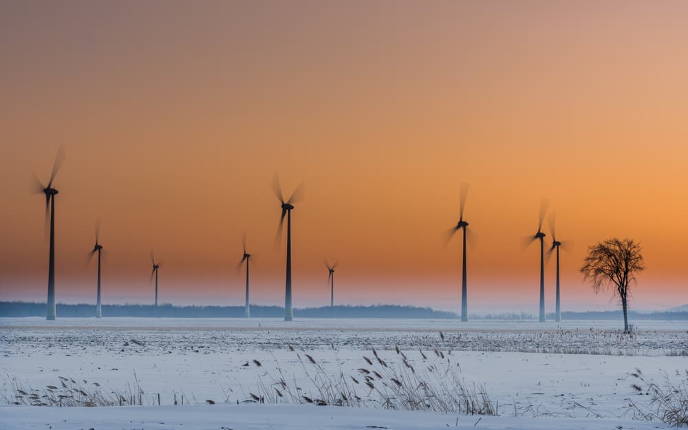 Orange Sky Wind Farm by Patrick Dessureault — canvas wall art