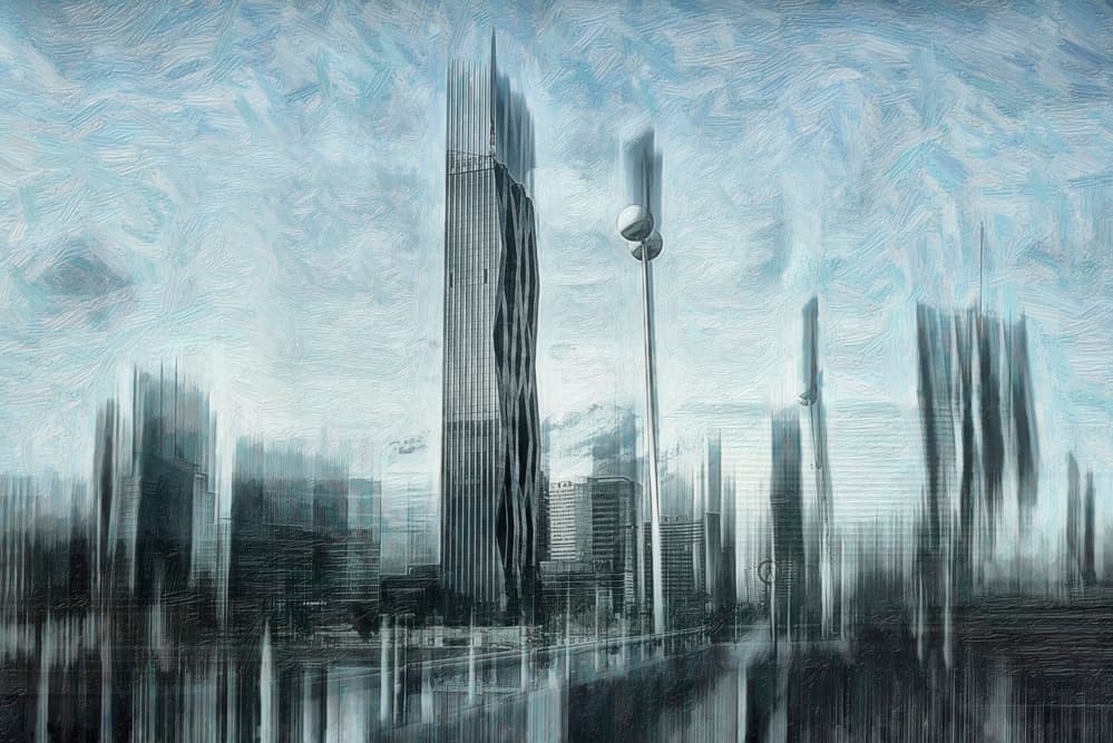 Modern City Reflections by Krisztina Lacz — canvas wall art