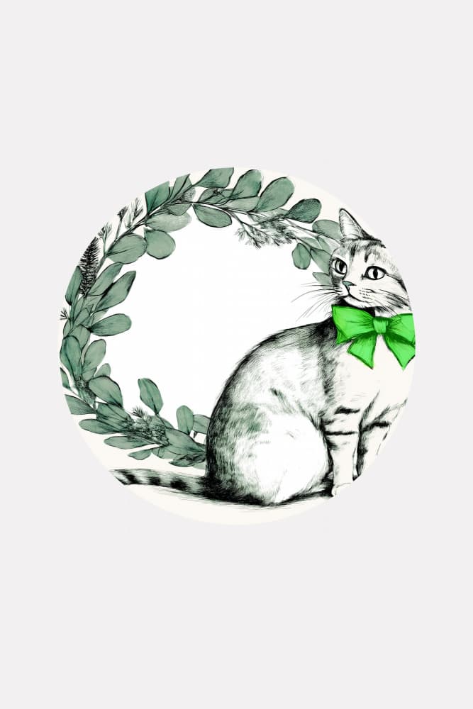 Elegant Cat With Wreath by casa cartissi — canvas wall art