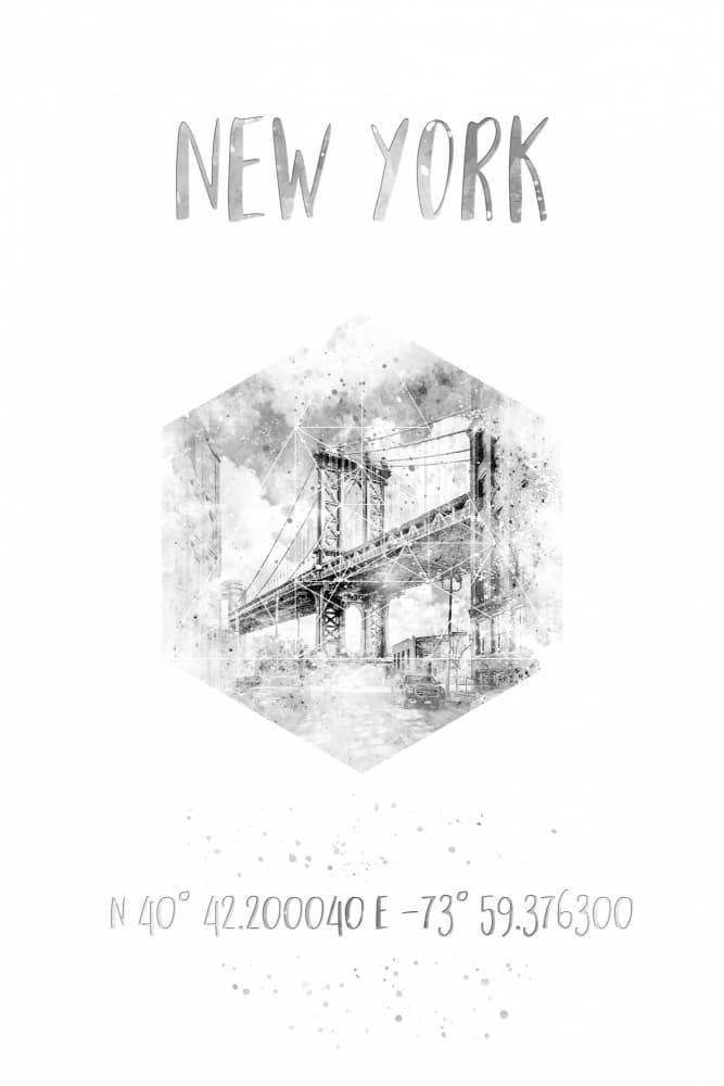 New York Bridge Coordinates by Melanie Viola — canvas wall art