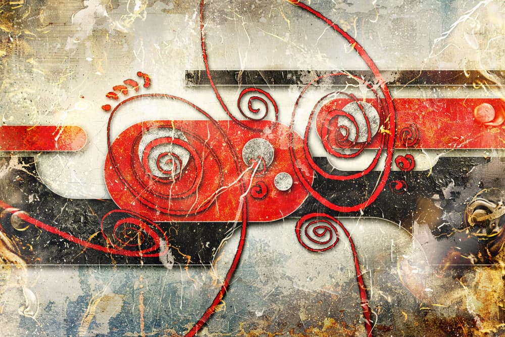 Distressed Red Swirl Design by Rafal Kulik — canvas wall art