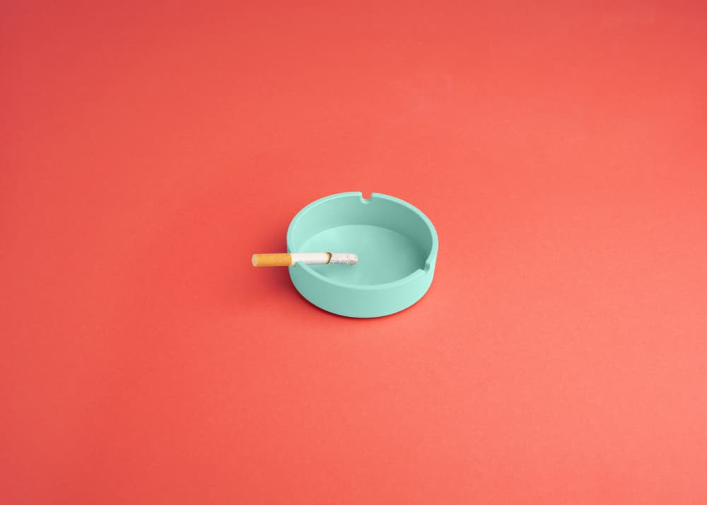Teal Ashtray Cigarette by Julia Ramiro — canvas wall art