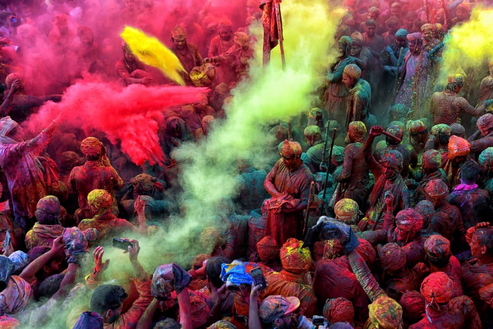 Vibrant Holi Celebration by Shaibal Nandi — canvas wall art