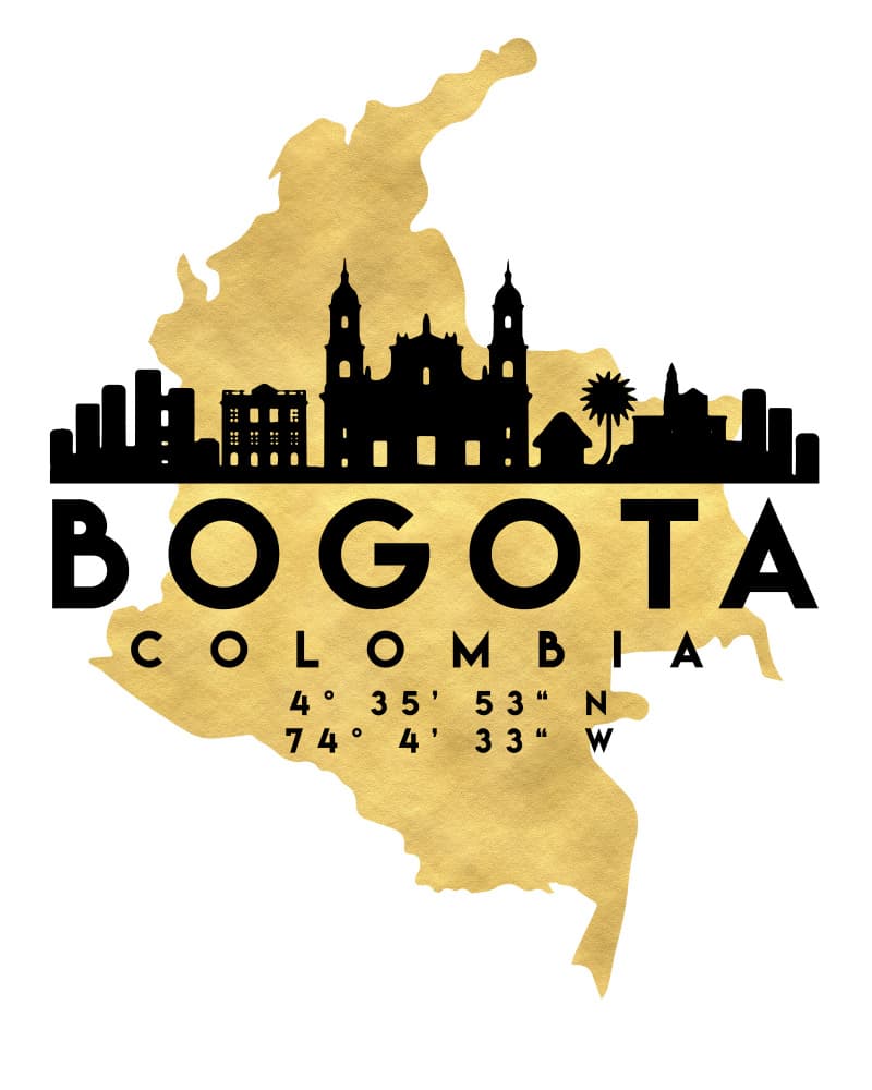 Bogota Colombia Skyline Map by Emiliano Deificus — canvas wall art
