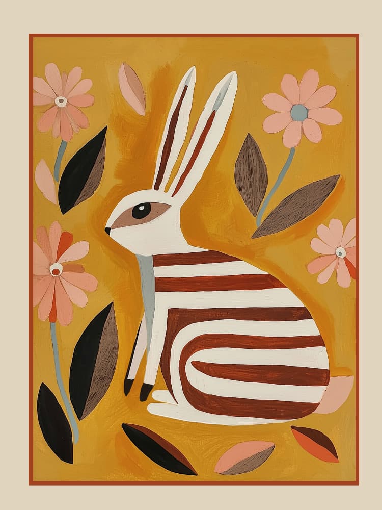 Whimsical Floral Rabbit by City Art — canvas wall art