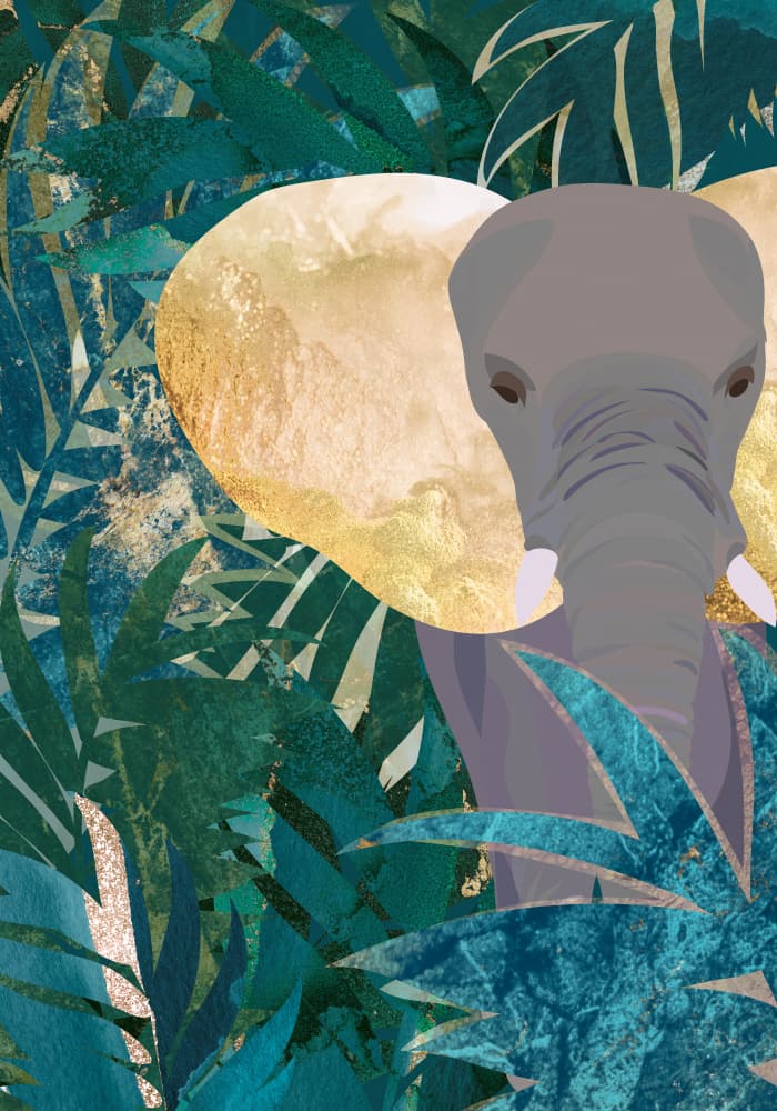 Jungle Elephant Golden Ear by Sarah Manovski — canvas wall art