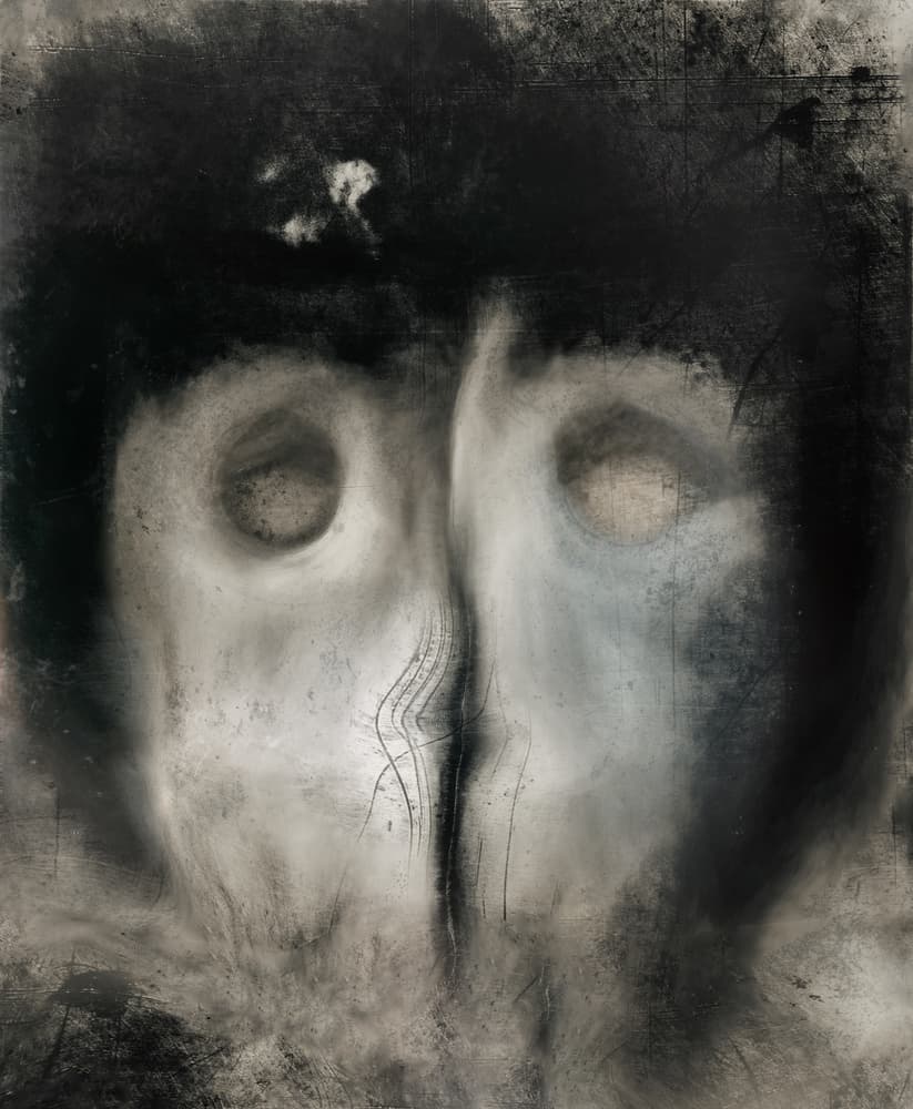 Haunting Divided Face by Gilbert Claes — canvas wall art