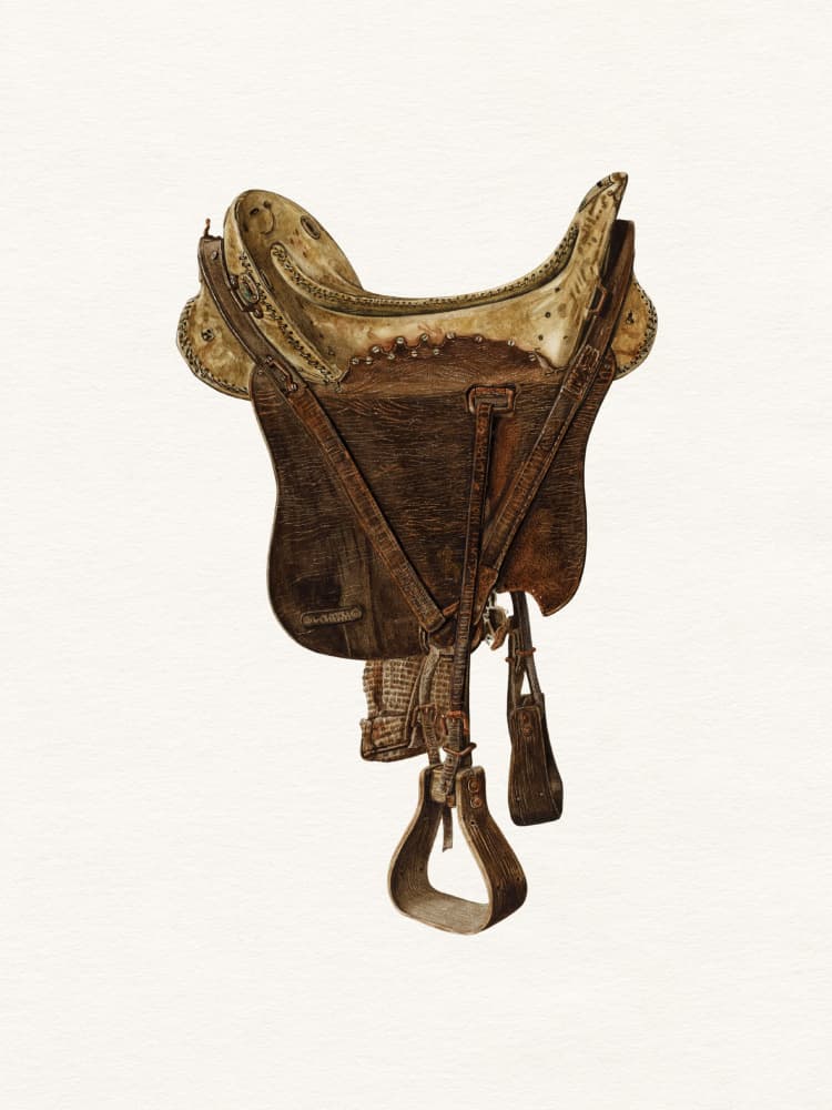 Vintage Western Saddle by Wild Violets — canvas wall art