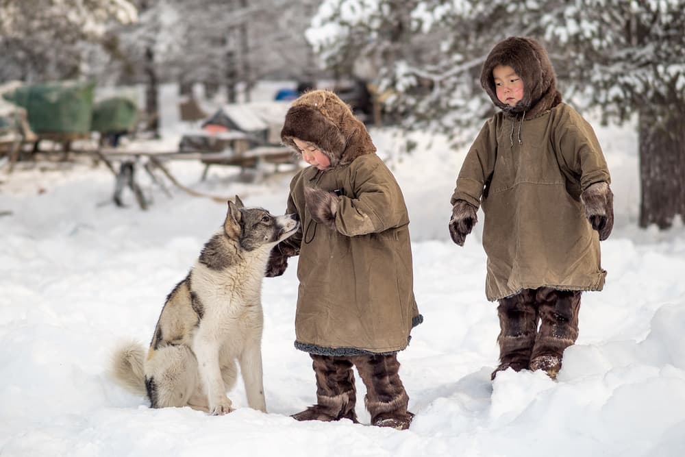 Northern Children Winter by Marcel Rebro — canvas wall art