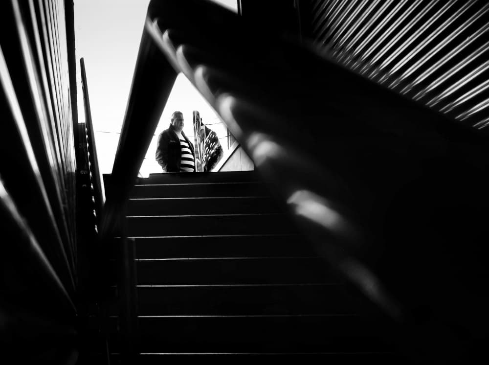 Urban Stairway Figures by Mirela Momanu — canvas wall art