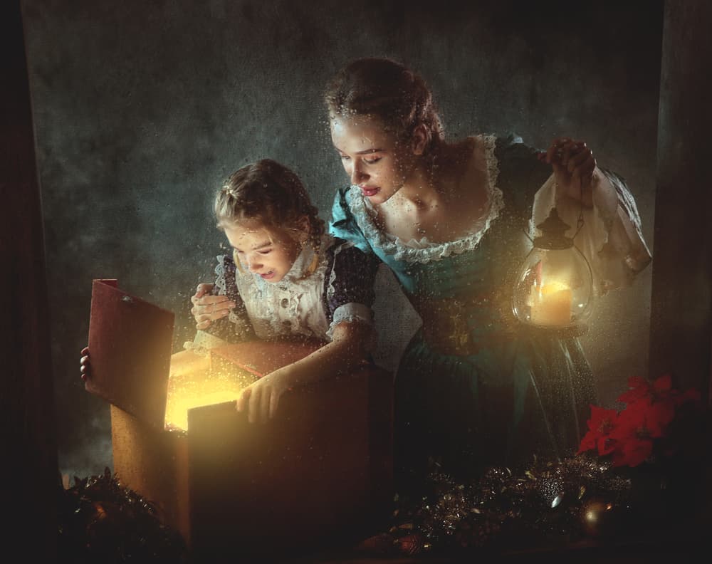 Girls Opening Magic Box by Sebastian Kisworo — canvas wall art
