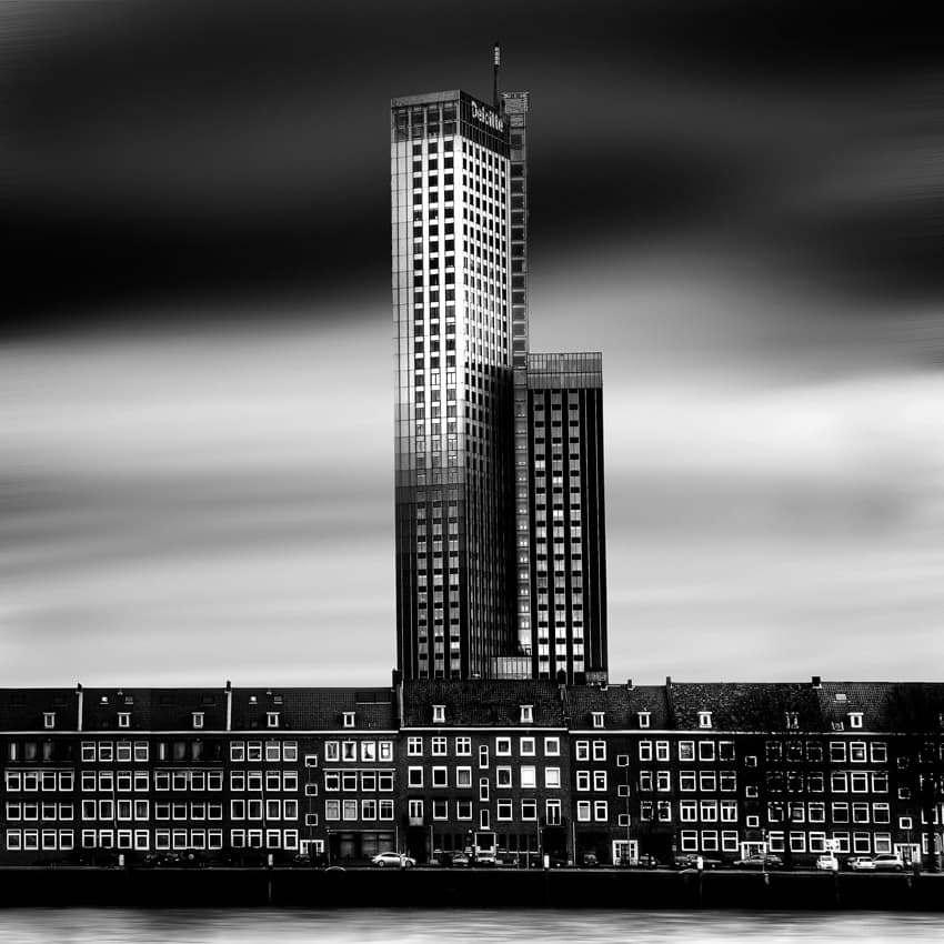 Monochrome Urban Skyline by Eric Mattheyses — canvas wall art