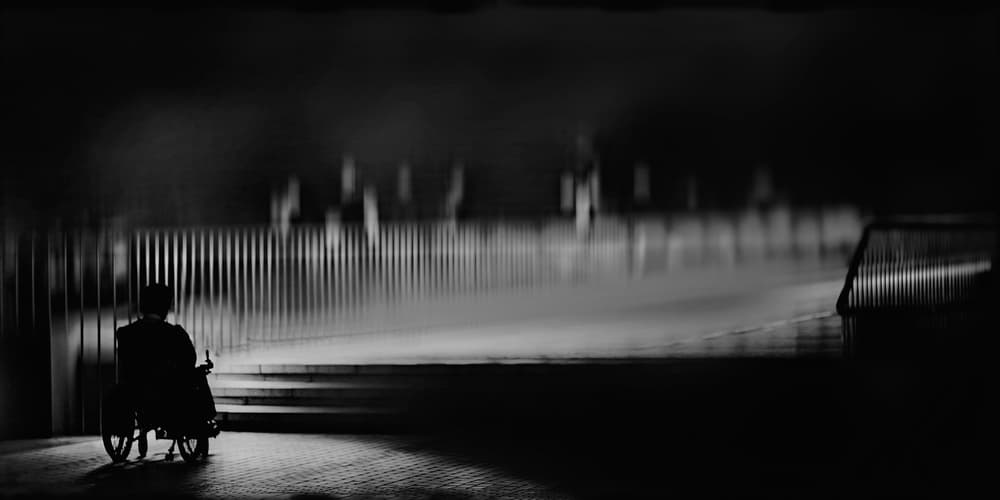 Wheelchair In Shadows by Teruhiko Tsuchida — canvas wall art