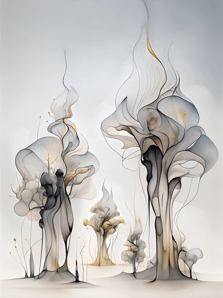 Ethereal Ink Trees by Miguel Bruzual — canvas wall art