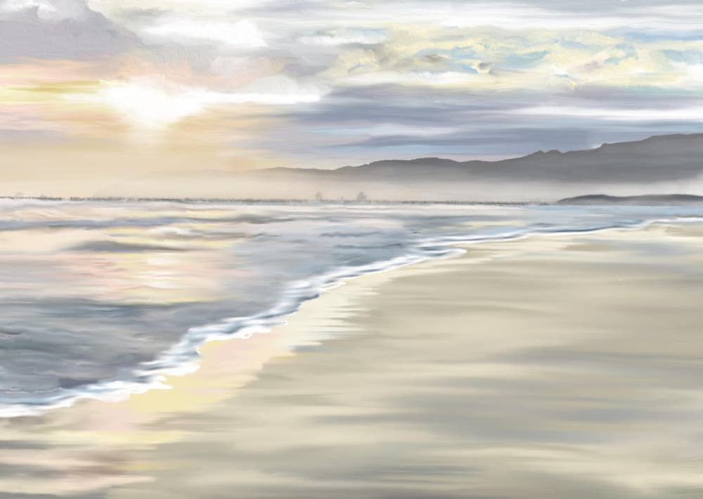 Serene Coastal Dawn by Jenna Alheit — canvas wall art