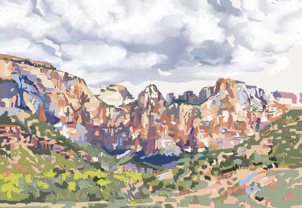 Colorful Mountain Peaks by Jenna Alheit — canvas wall art