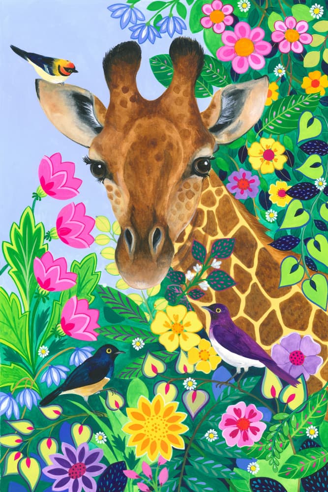 Giraffe and Birds by Isabelle Brent — canvas wall art