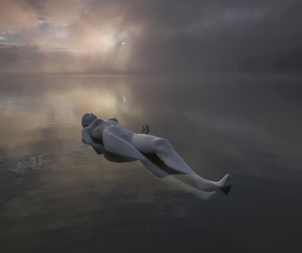 Floating Stone Figure by Leszek Paradowski — canvas wall art