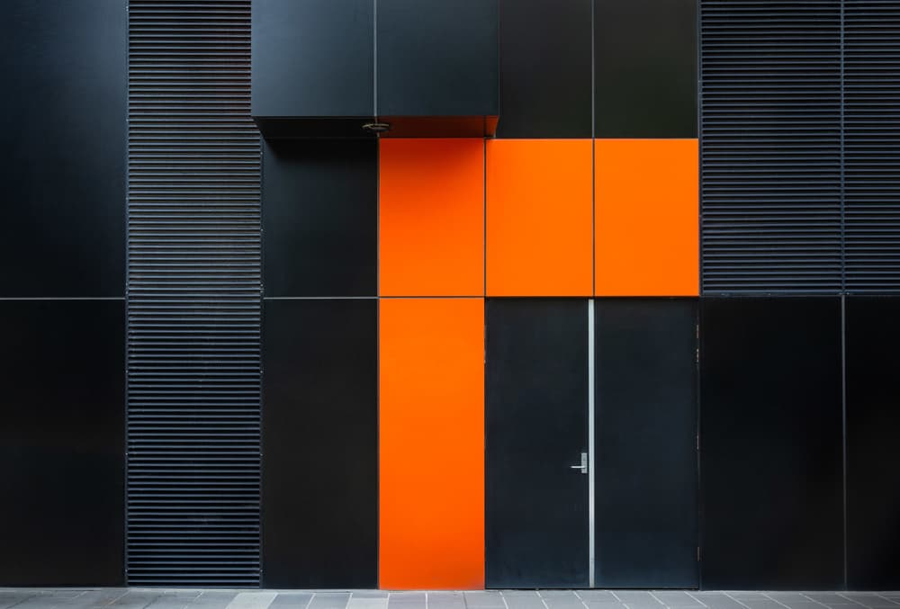 Orange Black Modern Facade by Jacqueline Hammer — canvas wall art