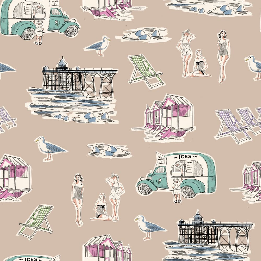 Vintage Seaside Summer by Charlotte Trudgett — canvas wall art