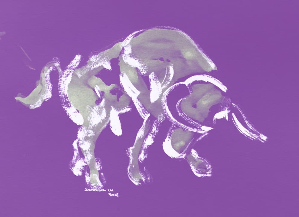 Charging Purple Bull by Santhosh ch — canvas wall art