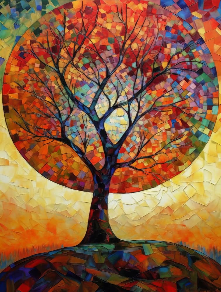 Colorful Mosaic Tree by Bilge Paksoylu — canvas wall art