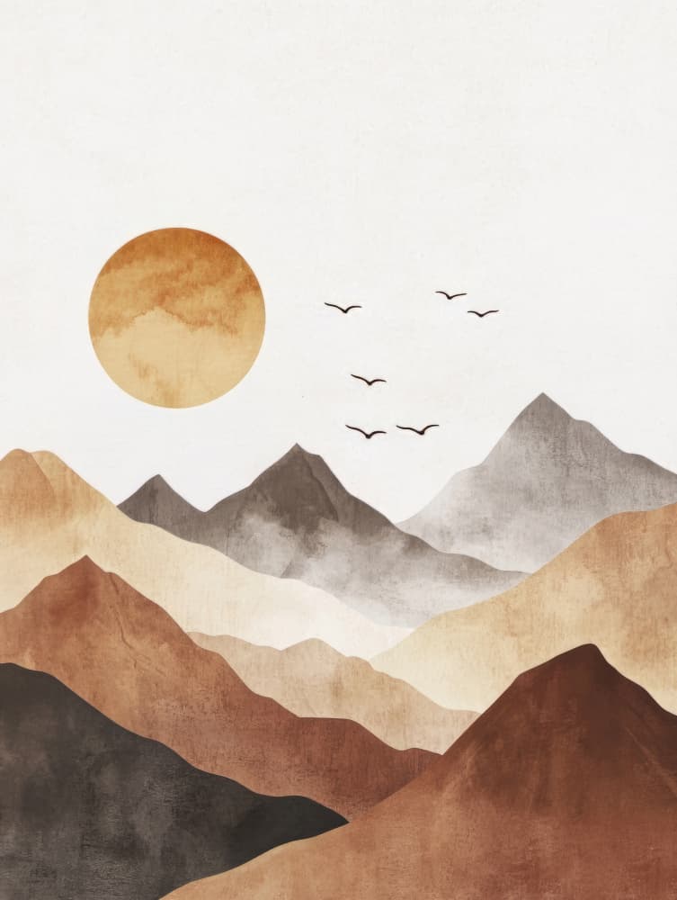 Earthy Mountain Horizon by Bilge Paksoylu — canvas wall art