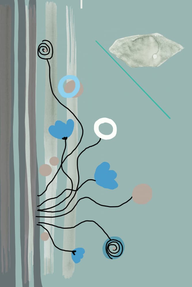 Blue Abstract Flowers by casa cartissi — canvas wall art