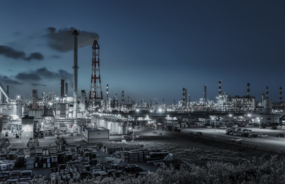 Industrial Night Lights by Tomoshi Hara — canvas wall art