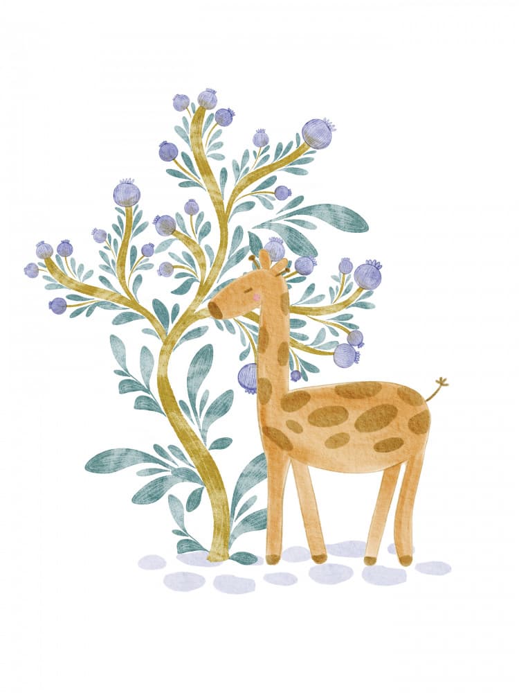 Sweet Giraffe Berry Tree by Nikita Jariwala — canvas wall art