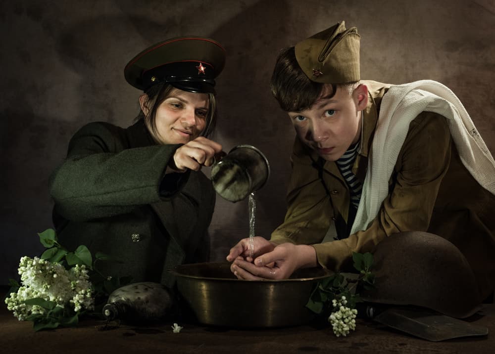 Soldiers Washing Hands by Viktor Cherkasov — canvas wall art