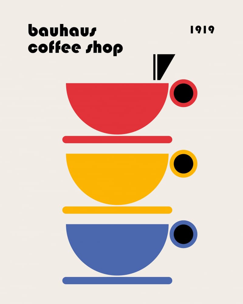 Bauhaus Coffee Cups by Retrodrome — canvas wall art