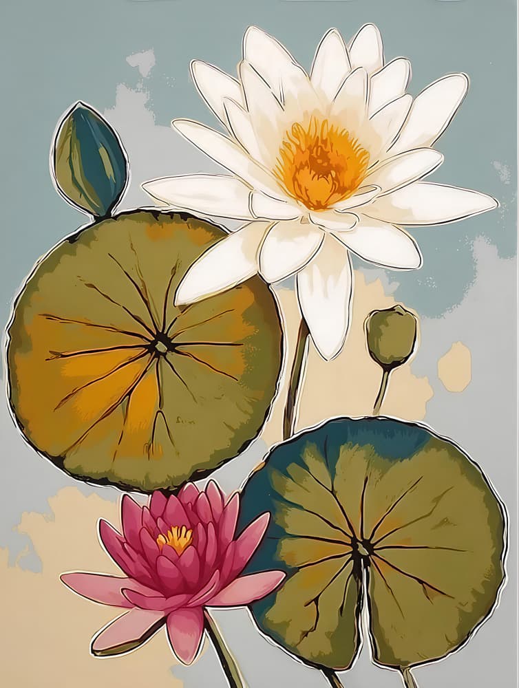 Serene Water Lilies by Avanesova Elena — canvas wall art