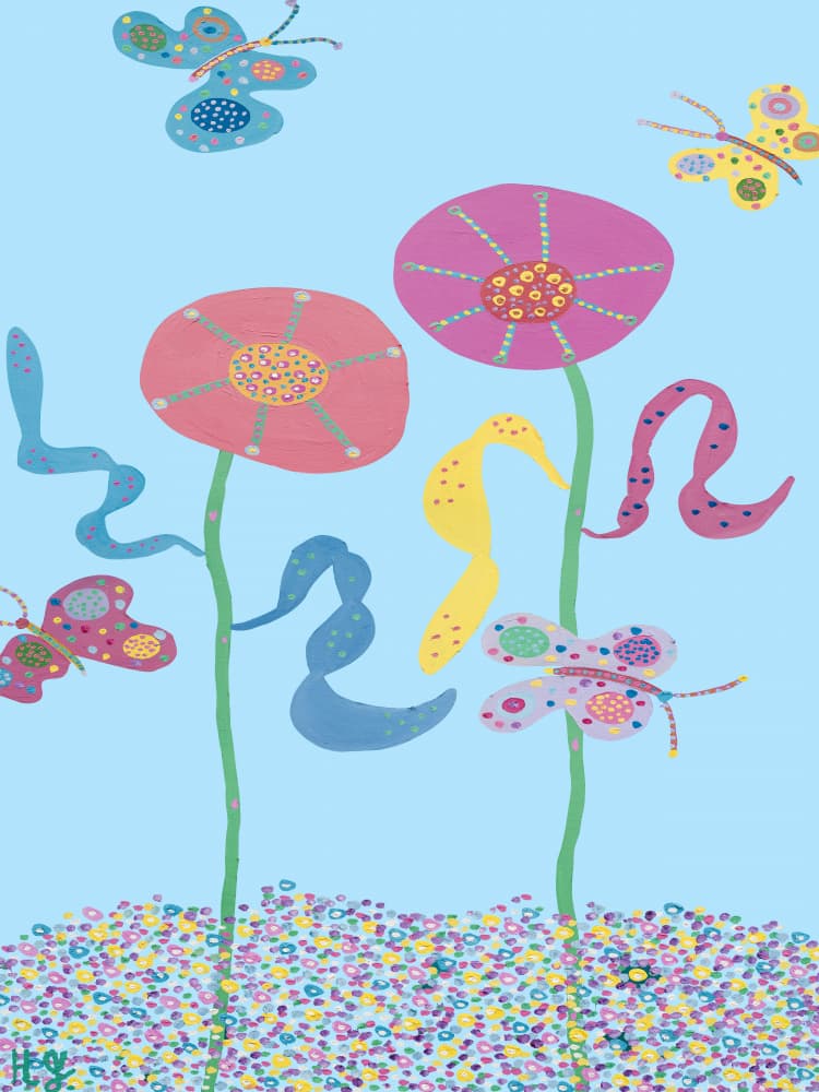 Whimsical Garden Butterflies by Helen Joynson — canvas wall art