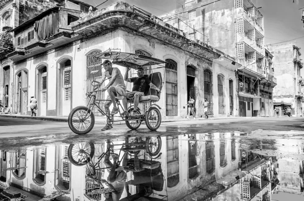 Havana Pedicab Reflection by Itzik Einhorn — canvas wall art