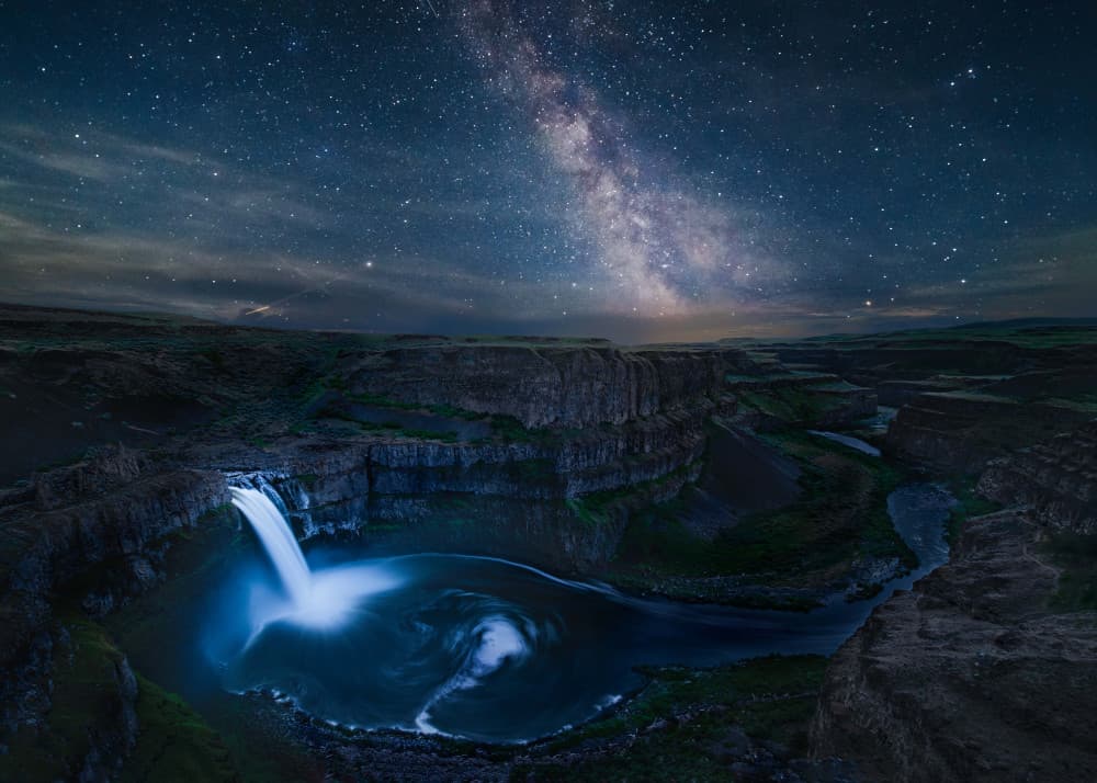 Milky Way Canyon Waterfall by Leah Xu — canvas wall art