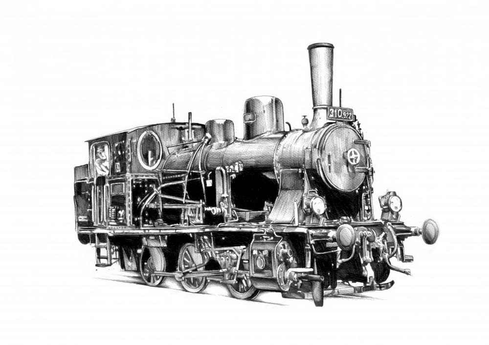 Vintage Steam Locomotive by Kulik — canvas wall art