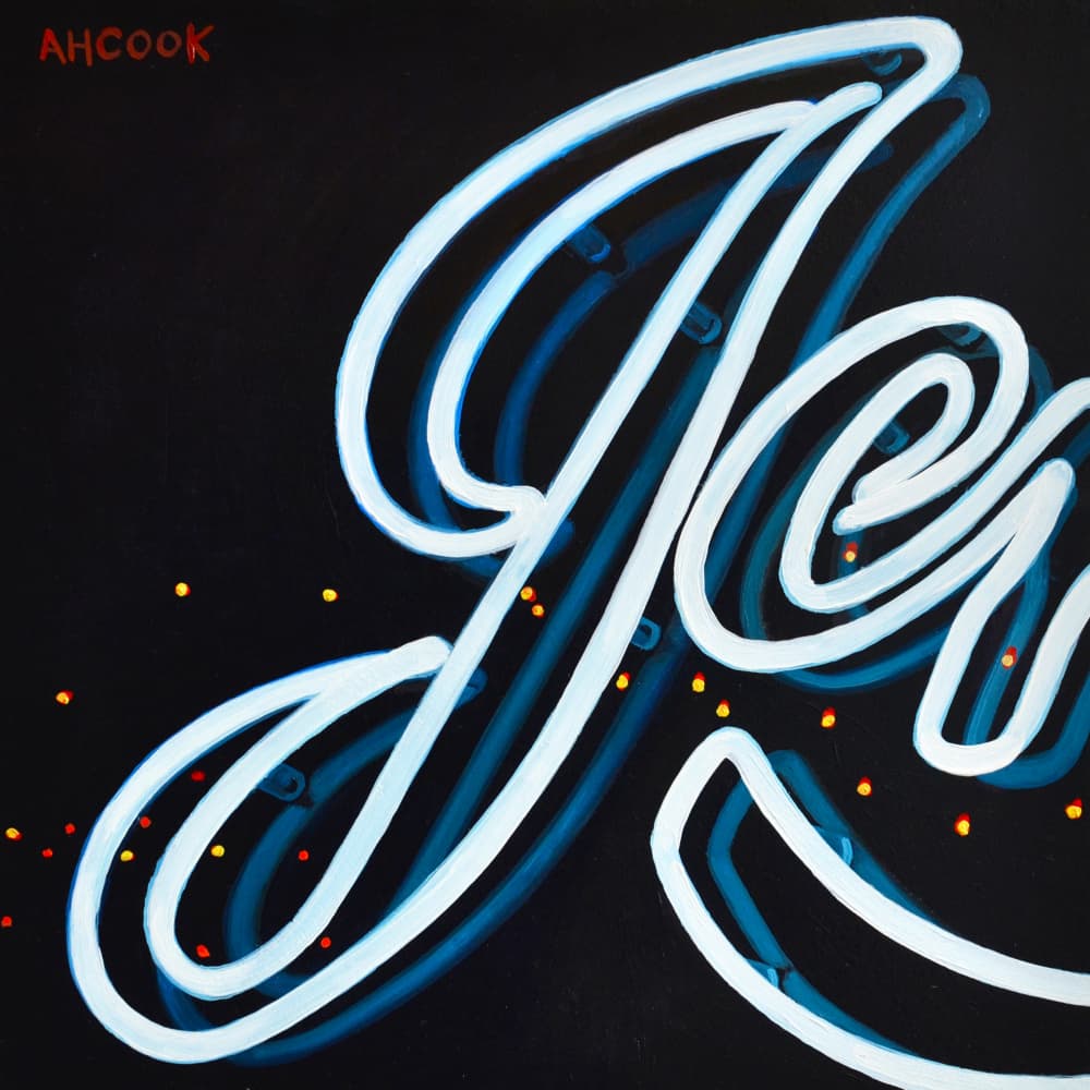 Glowing Neon Script by Amanda Hope Cook — canvas wall art