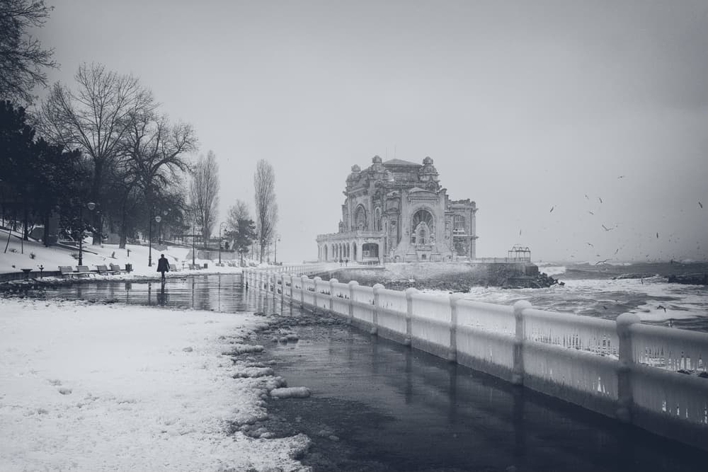 Icy Casino Winter Walk by Elena Raceala — canvas wall art