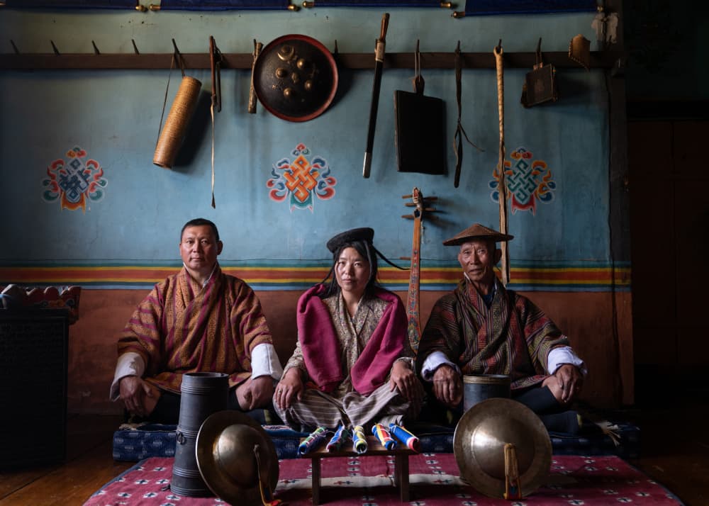 Bhutanese Folk Musicians by Rudy Mareel — canvas wall art