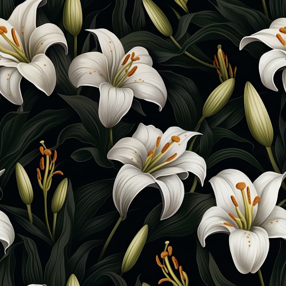 Dark Botanical Lilies by Bilge Paksoylu — canvas wall art
