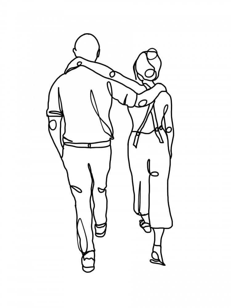 Couple Walking Together by Hanna Lee Tidd — canvas wall art