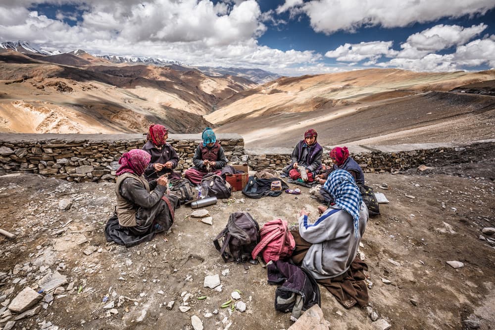 Himalayan Craftswomen Gathering by Marco Tagliarino — canvas wall art