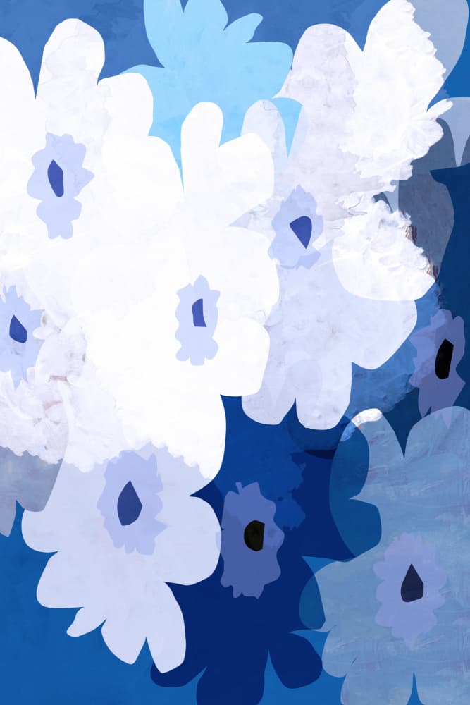 Shades Of Blue Blooms by cartissi — canvas wall art