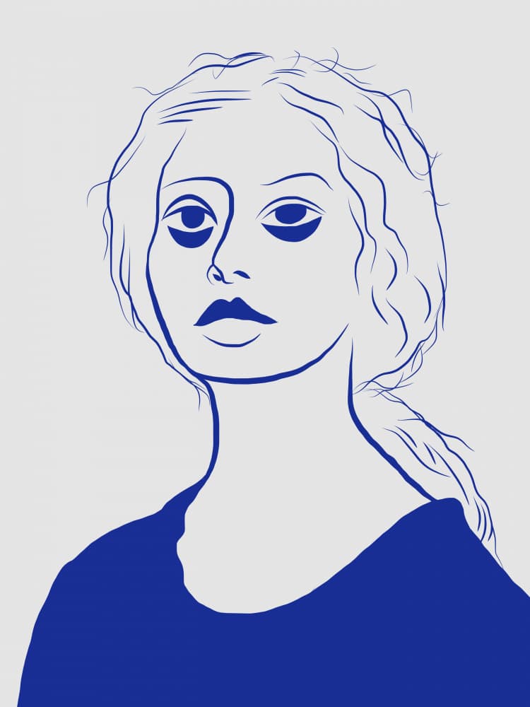 Serene Blue Portrait by Little Dean — canvas wall art
