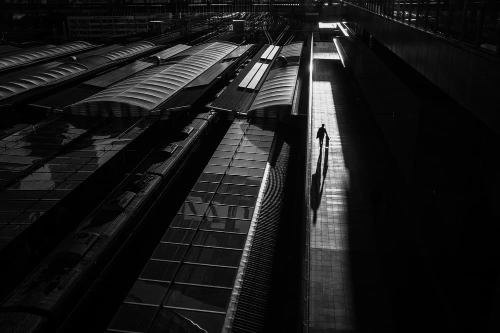 Man With Long Shadow by Haruyo Sakamoto — canvas wall art
