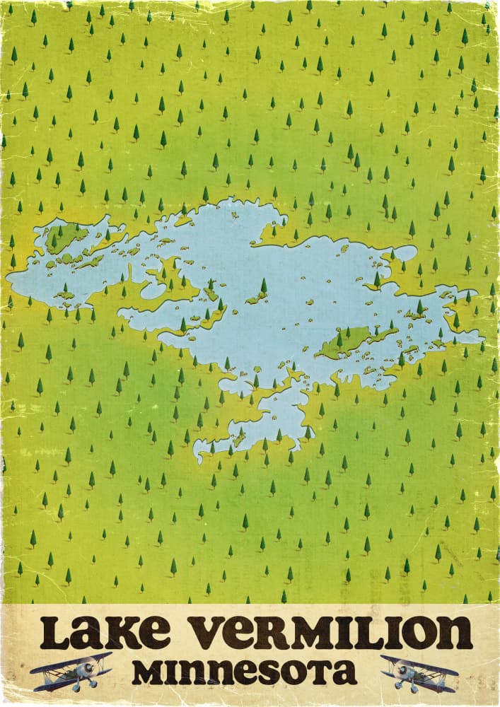 Lake Vermilion Minnesota Map by Nicholas — canvas wall art