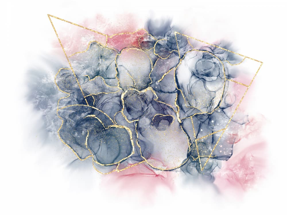 Abstract Blue Gold Ink by Alpenglow Workshop — canvas wall art